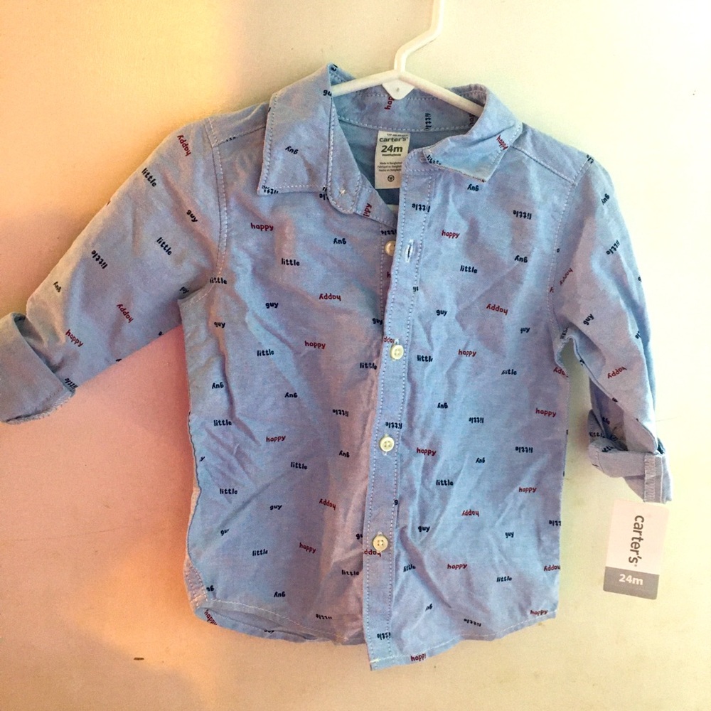 Denium color long button up sleeve shirt for boy